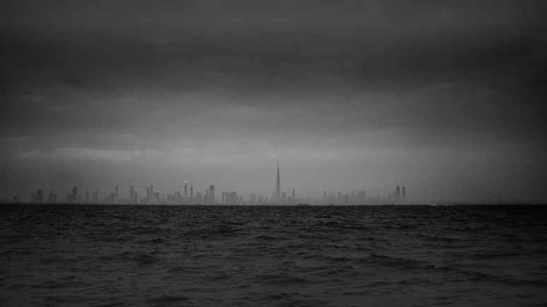 Sunrise over cloudy Dubai